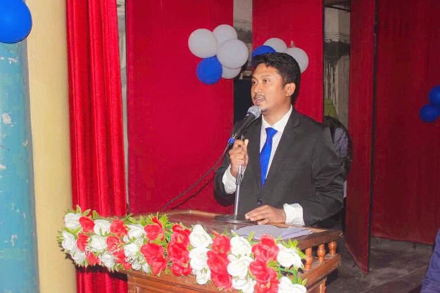 Guest addressing the ceremony